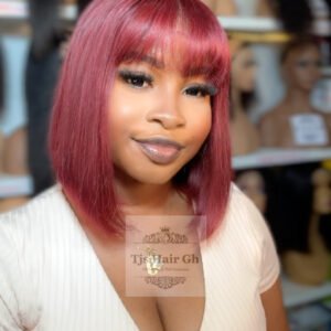 4x4 Closure  Wine Fringe Bob  Double Drawn  Grade 11a