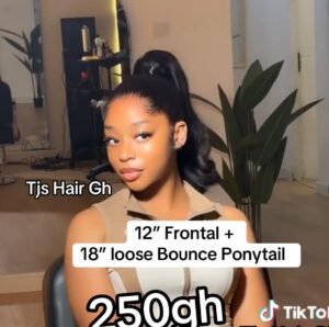 12" Frontal + 18" Loose Bouncy Ponytail